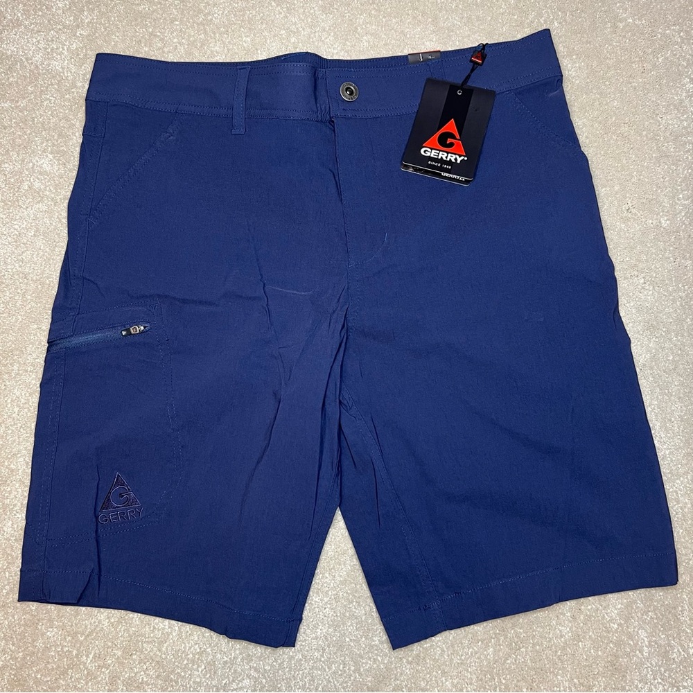 Gerry‎ NWT Blue Shorts Travel Hiking 10" inseam Button & Zip Men's 34